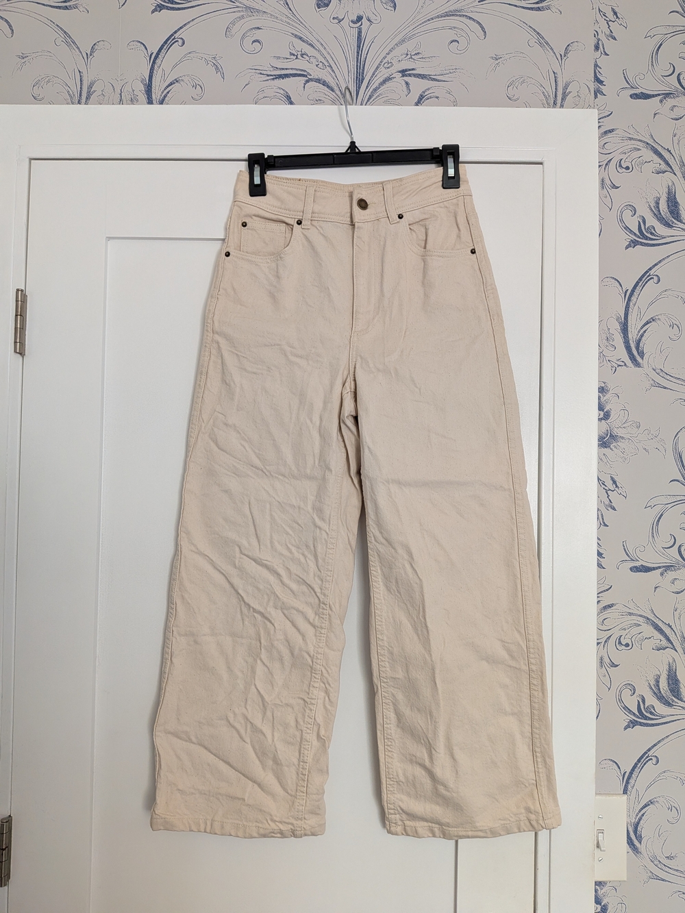 Sezane Le Crop Beige Wide-Leg Cotton Pants